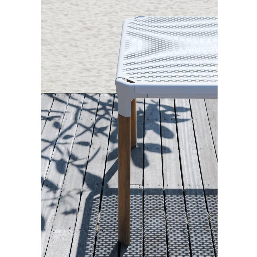 AT800 Aluminum Top & Teak Wood Legs Square Table Maiori (100 x 100 x 76 cm, White)