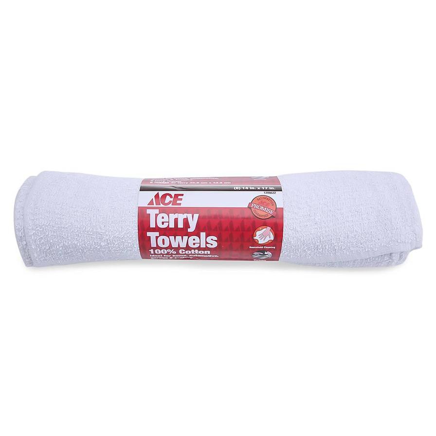 ACE Terry Cotton Towel (43.1 x 35.5 cm, White)