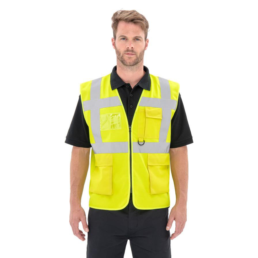 High Vis Polyester Multi Pocket Vest (L/XL)