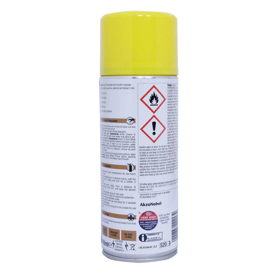 Hammerite Metal Spray Paint (400 ml, Smooth Yellow)