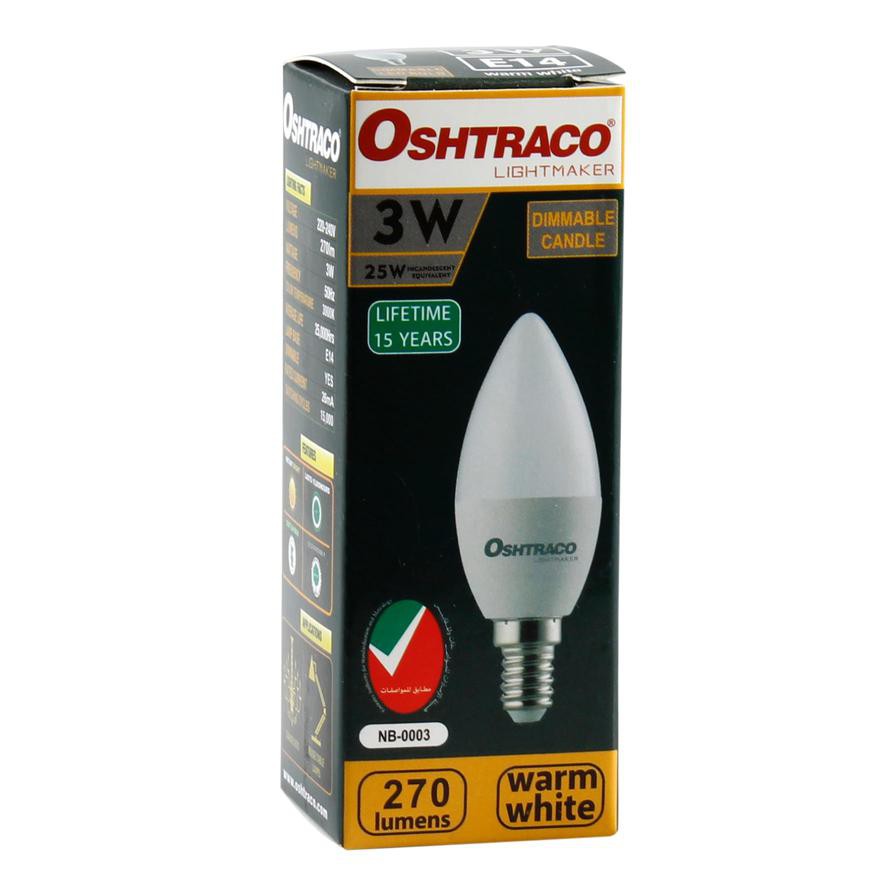 Oshtraco Dimmable LED Bulb (3 W, E27, Warm White)