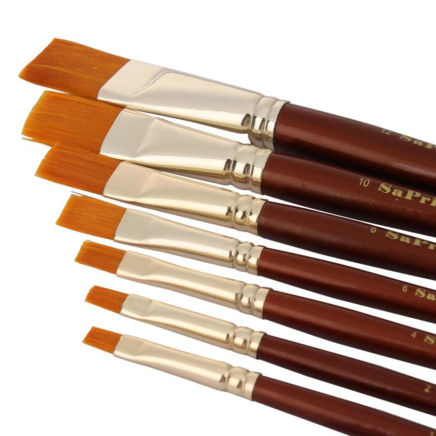 Sapri Series 67 Synthetic Gold Flat Paint Brush Set (7 Pc.)