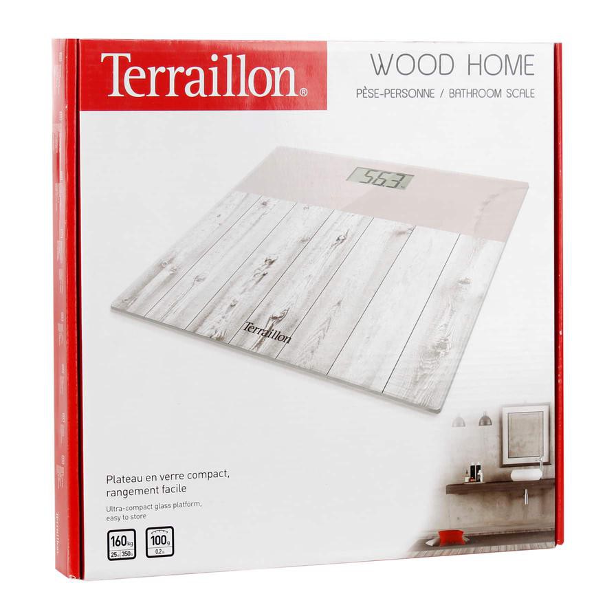 Terraillon Wooden Grey Electronic Glass Bathroom Scale (27 x 27 cm)