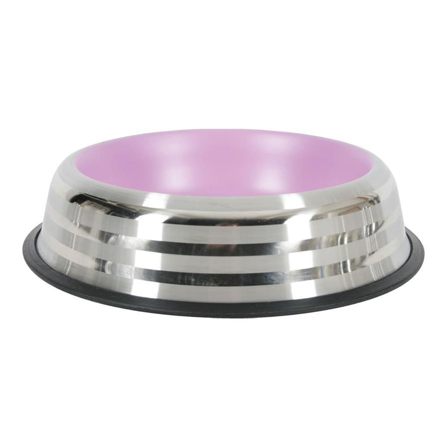 Zolux Stainless Steel Non-Slip Dog Bowl (Pink, 1.85 L)