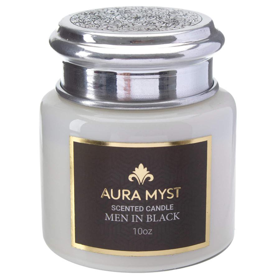 Aura Myst Pearl Glass Jar Candle W/ Lid (283 g, Men in Black)