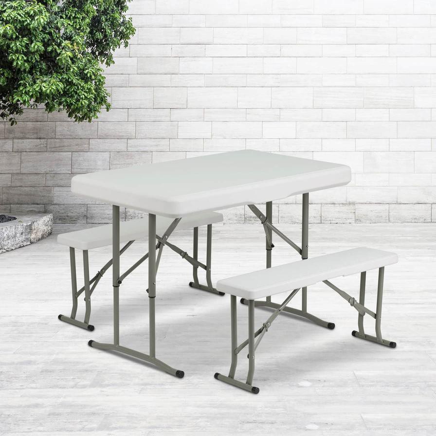 Plastic Folding Table & Stool Set (3 Pc.)