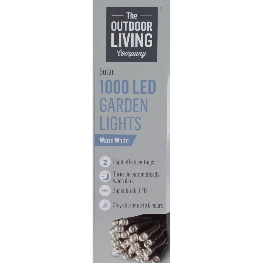 مصابيح حديقة 1000 LED تعمل بالطاقة الشمسية ذا آوت دور ليفينج كومباني (أبيض دافئ)