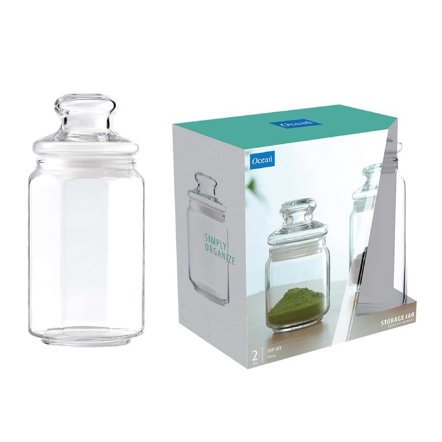 Ocean Glass Pop Jar Set (750 ml, 2 Pc.)