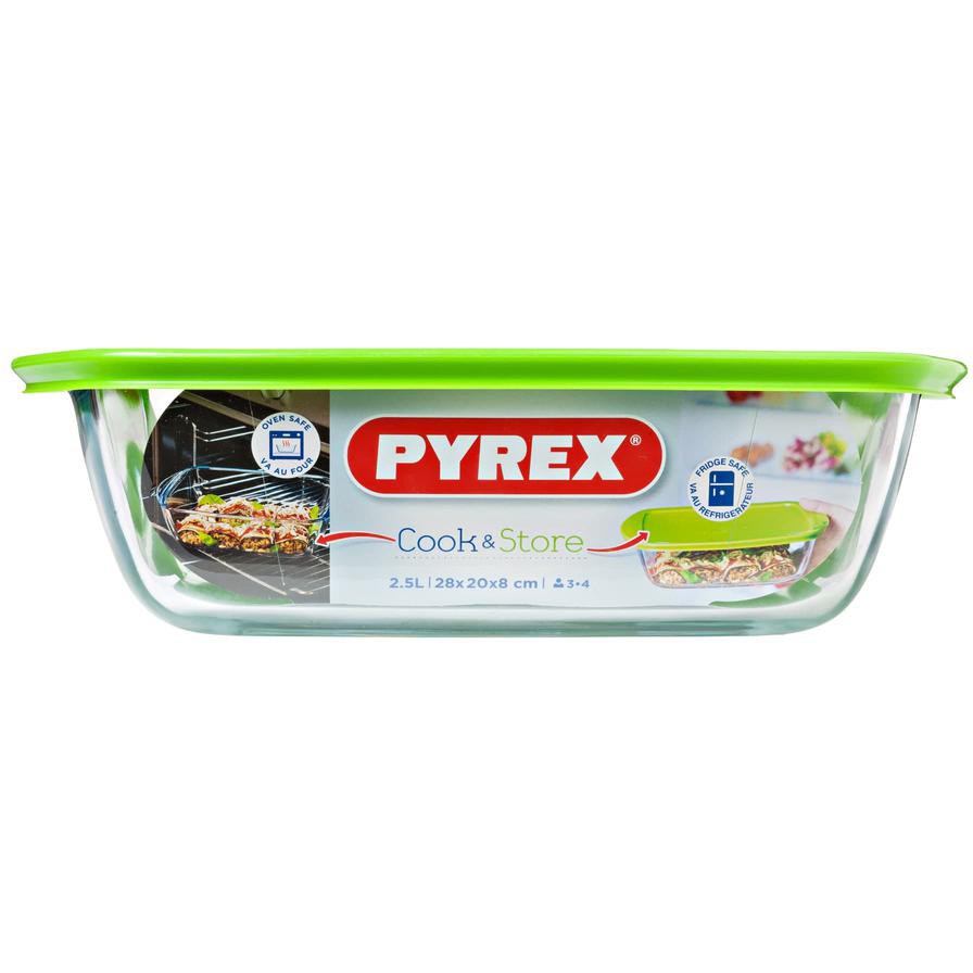 Pyrex Cook & Store Glass Rectangular Dish W/ Plastic Lid (2.7 L)