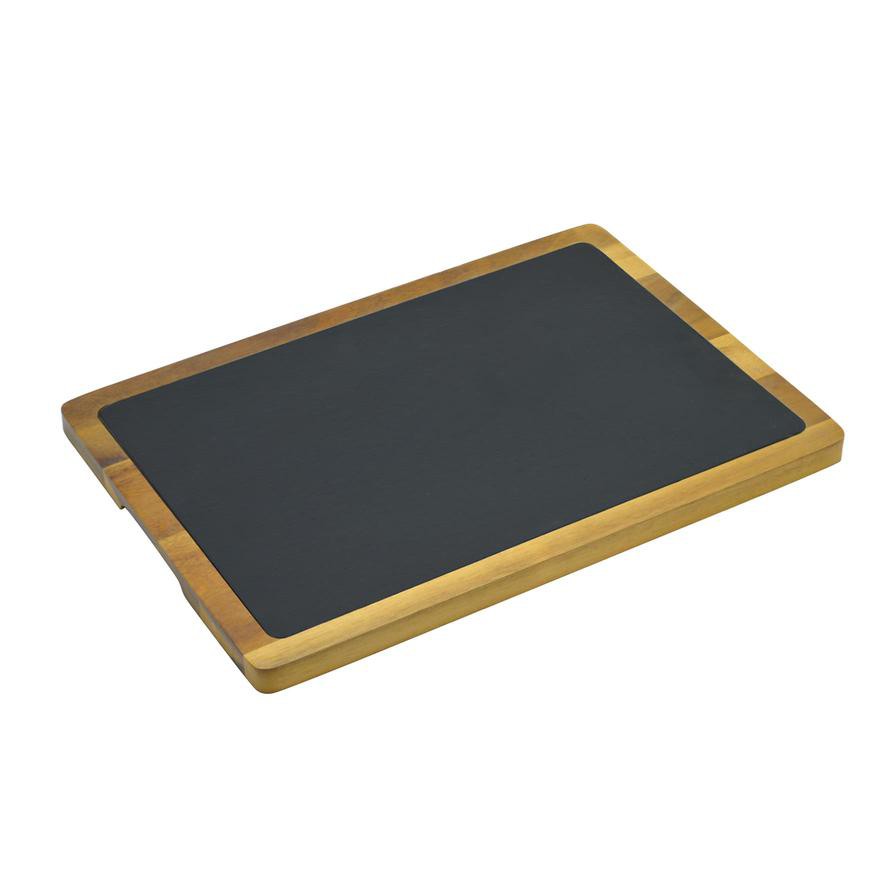 Raj Acacia Wood & Slate Serving Board (33 x 23 x 1.5 cm)