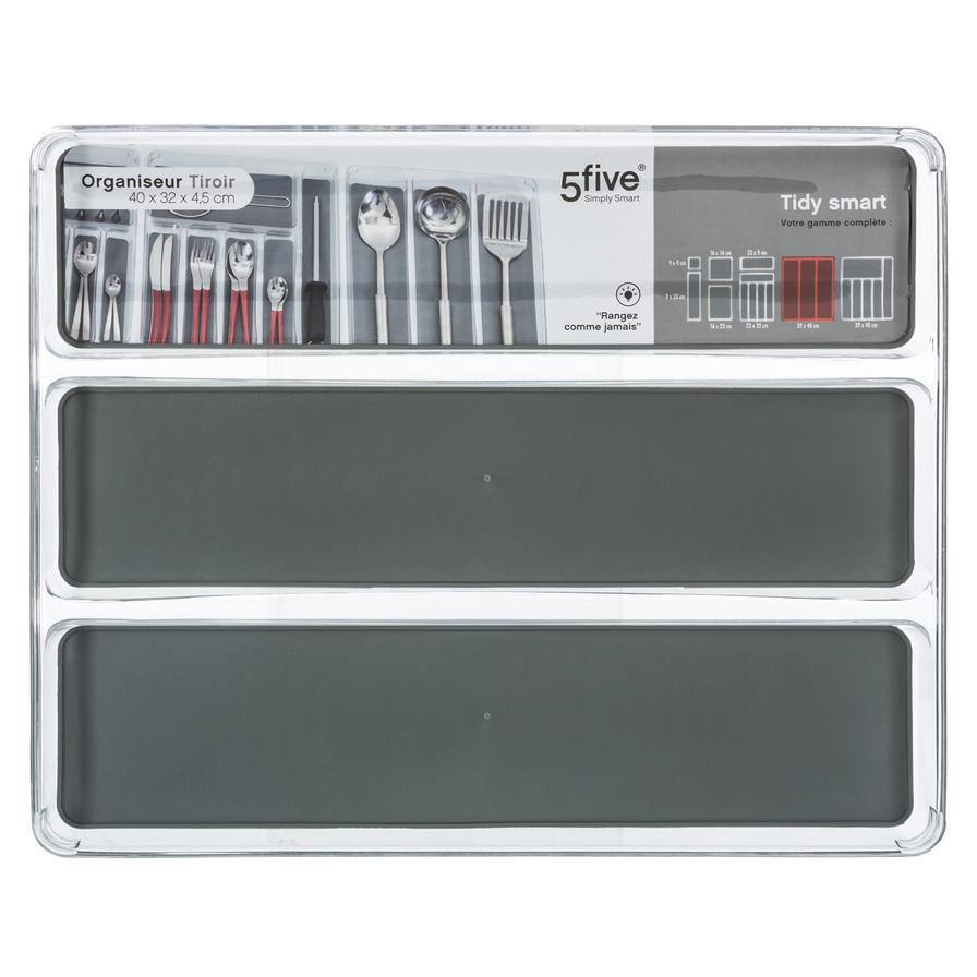 5five Tidy Smart 3-Compartment Cutlery Organizer (40 x 32 x 4.5 cm)