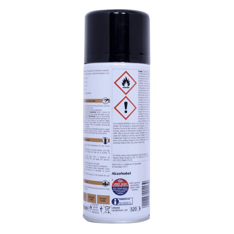 Hammerite Metal Spray Paint (400 ml, Hammered Black)