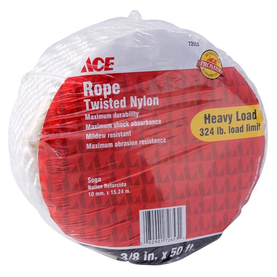 Ace Twisted Nylon Rope (15.2 m, White, Sold Per Piece)