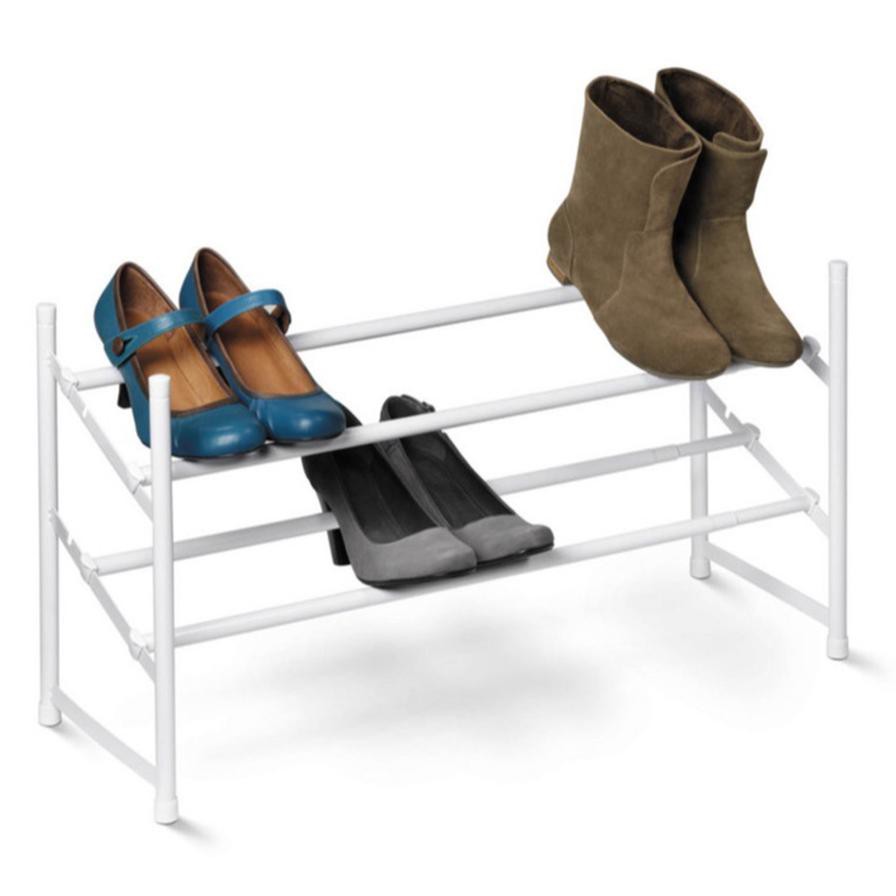 Honey-Can-Do 2-Tier Expandable Shoe Rack (38 x 111 x 23 cm, White)