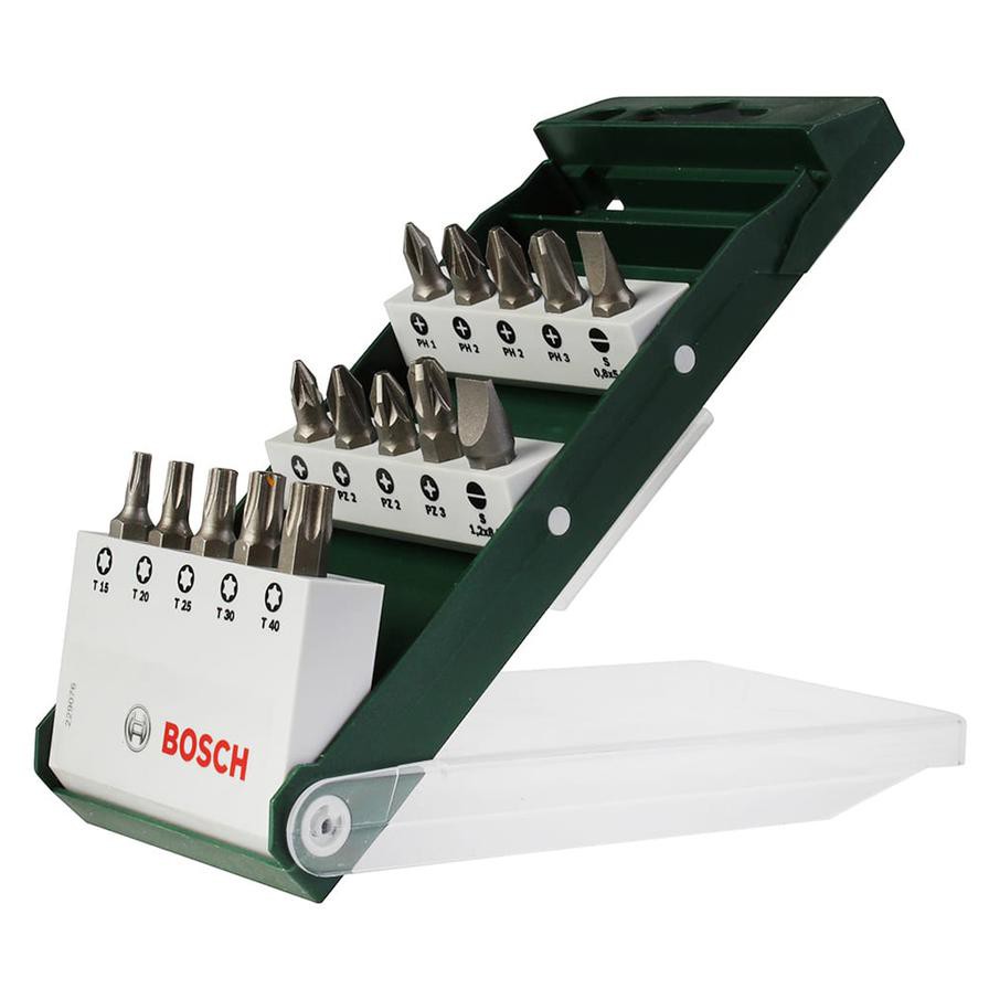 Bosch Bit Set (2.5 cm, Pack of 15, Silver Gray)