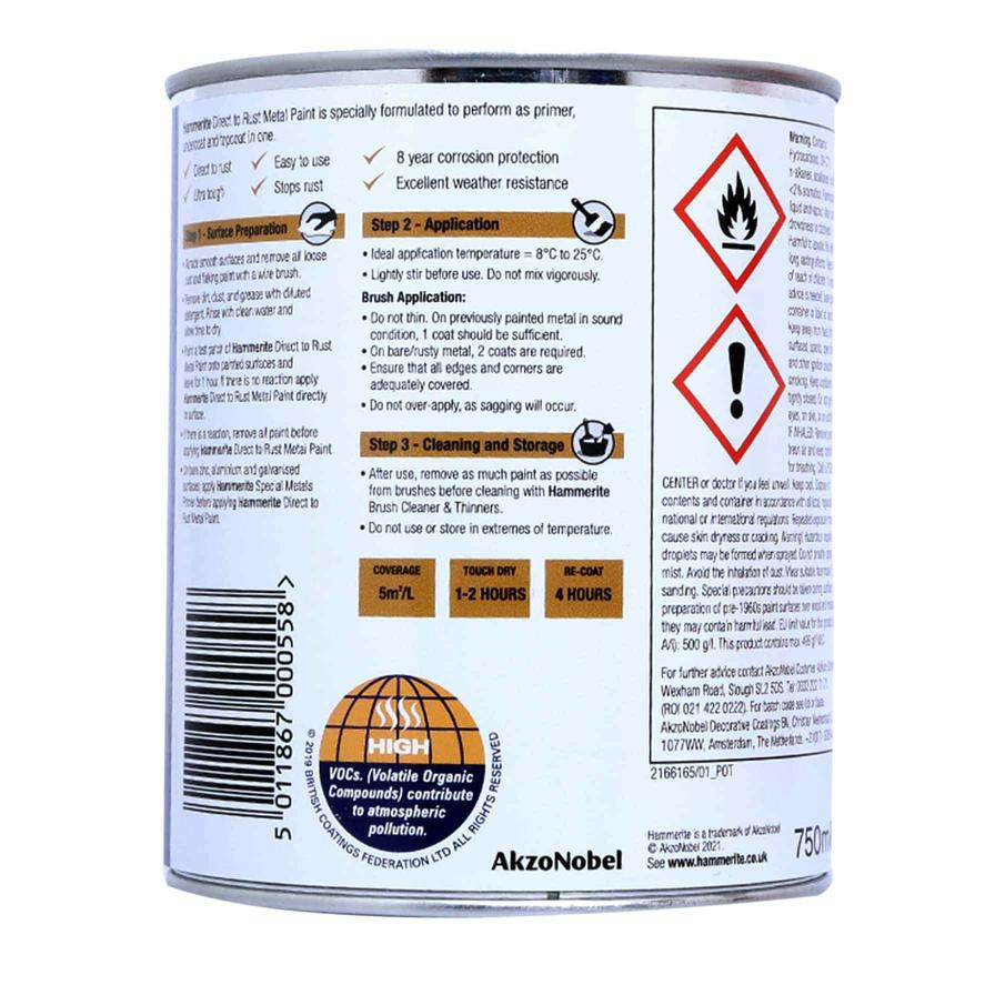 Hammerite Metal Paint (750 ml, Smooth Silver)