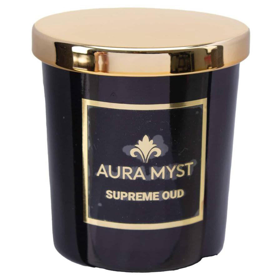 Aura Myst Glass Jar Candle W/ Lid (198 g, Supreme Oud)