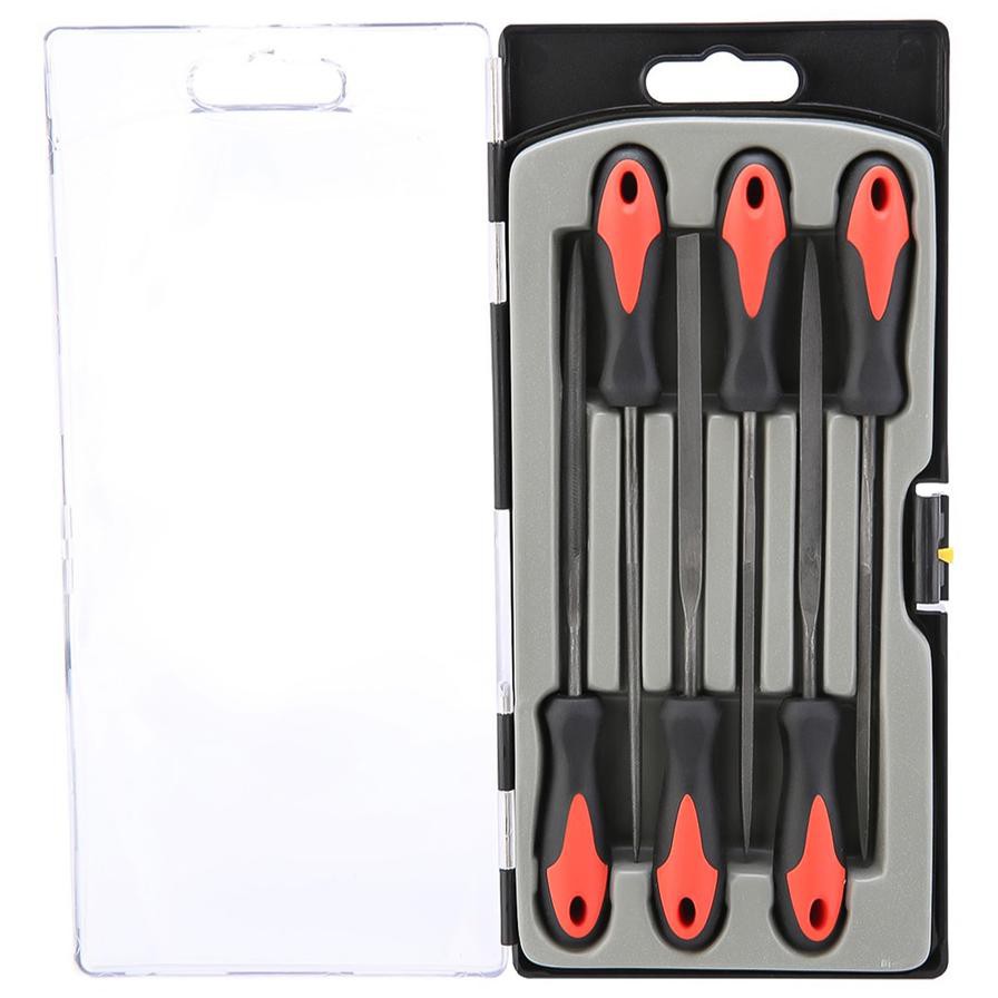 Suki Two-Tone Handle Warding Files Set (Red & Black, Pack of 6)