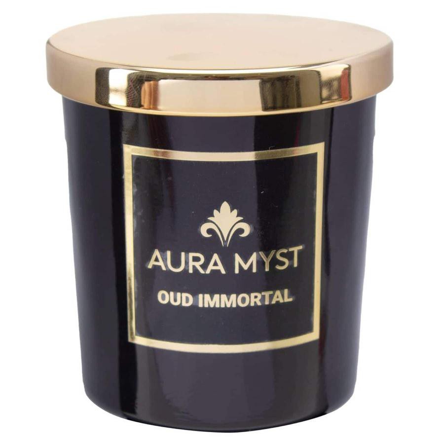 Aura Myst Glass Jar Candle W/ Lid (198 g, Oud Immortal)