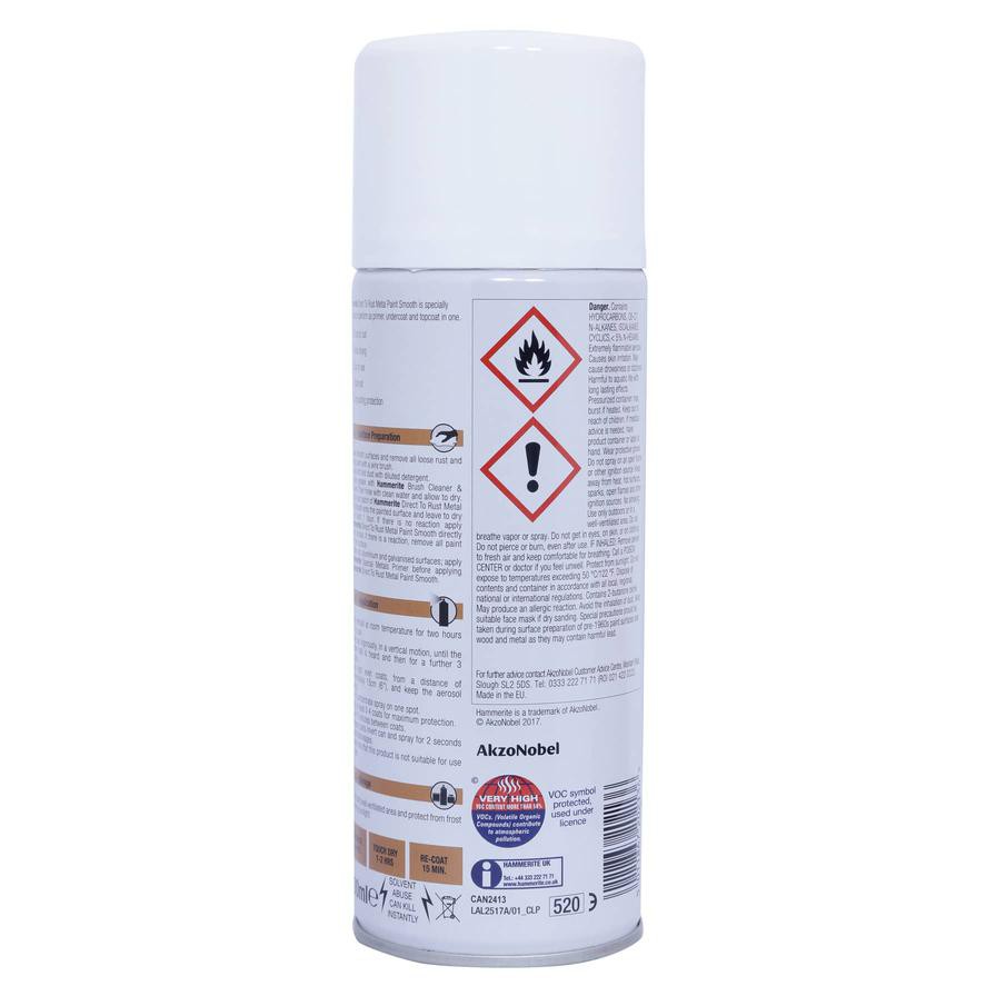 Hammerite Metal Spray Paint (400 ml, Smooth White)