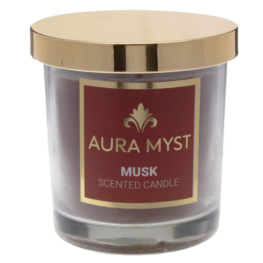 Aura Myst Glass Jar Candle W/Lid (128 g, Musk)