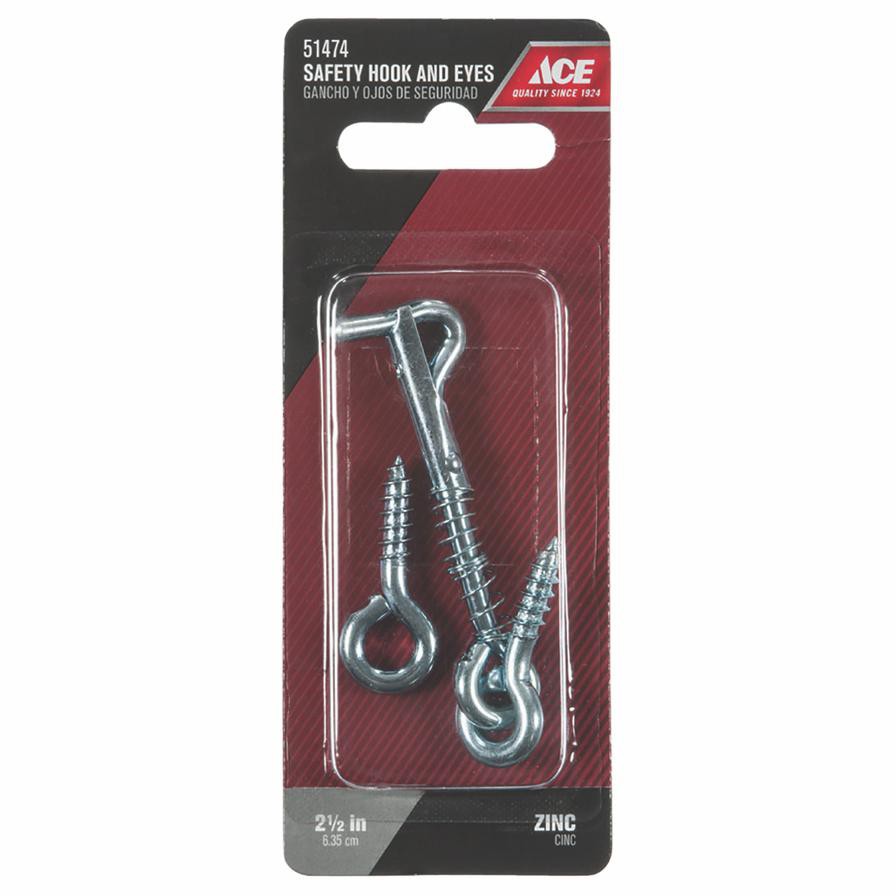 Ace Steel Safety Hook and Eye Pack (6.35 cm, 5 Pc.)