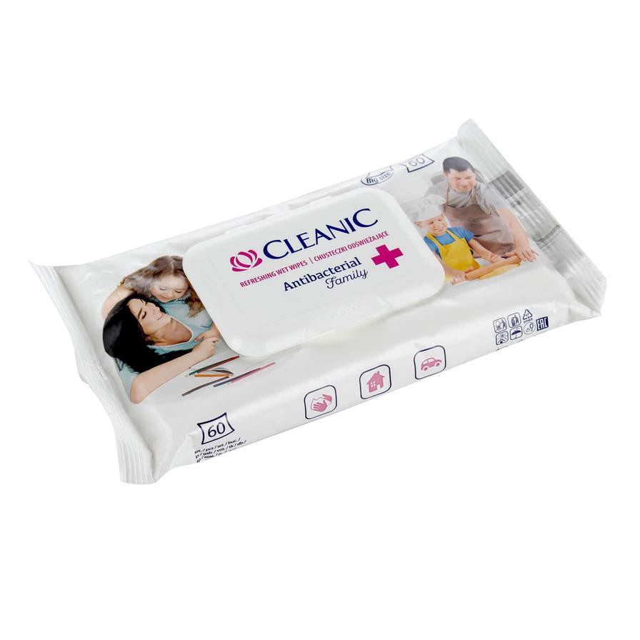 Cleanic Antibacterial Wipes Pack (60 Sheets)