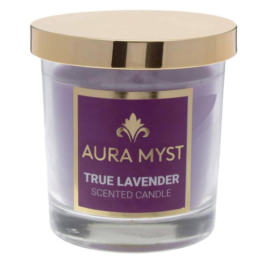 Aura Myst Glass Jar Candle W/Lid (128 g, True Lavender)