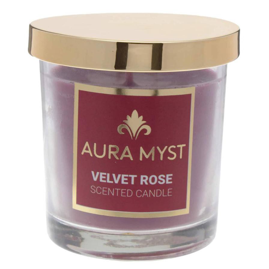 Aura Myst Glass Jar Candle W/Lid (128 g, Velvet Rose)