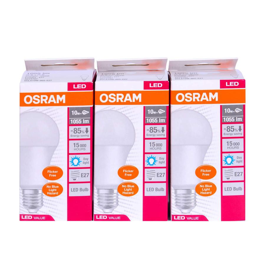 Osram CLS A LED Bulb Pack (10 W, Day Light, 3 Pc.)