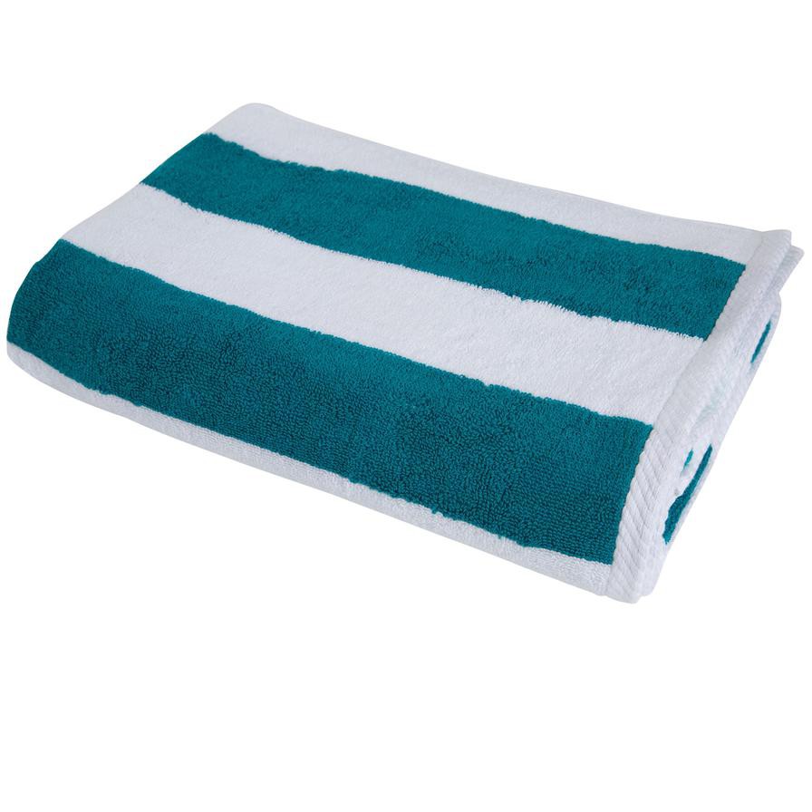 Truebell Striped Cotton Bath Towel (69 x 140 cm, Turquoise)