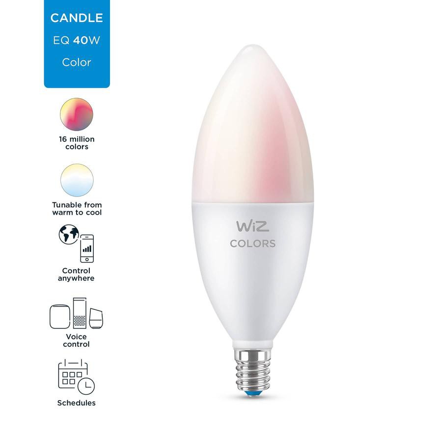 Wiz Wi-Fi C37 E14 LED Candle Bulb (3.9 W, Colored, 3 Pc. Bundle)