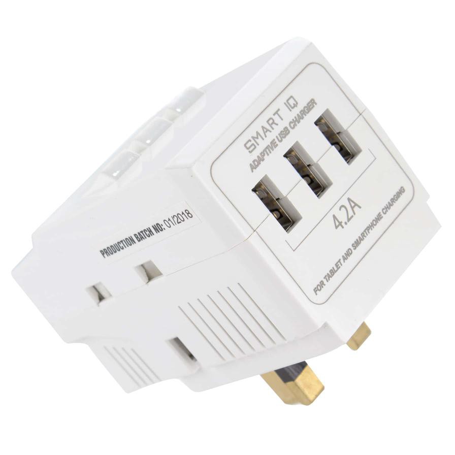 Oshtraco 3-Way Switched Adaptor Plug W/ 3 USB Ports