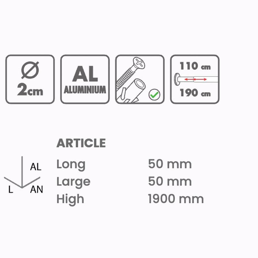 Tatay Shower Curtain Straight Rod (110-190 cm)