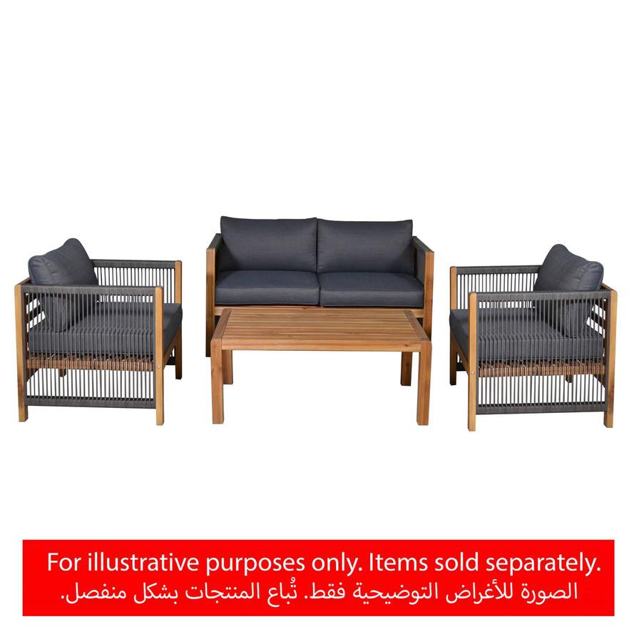 Monterrey 2-Seater Rope & Acacia Wood Sofa W/Cushions Generic (132 x 66 x 64/76 cm)