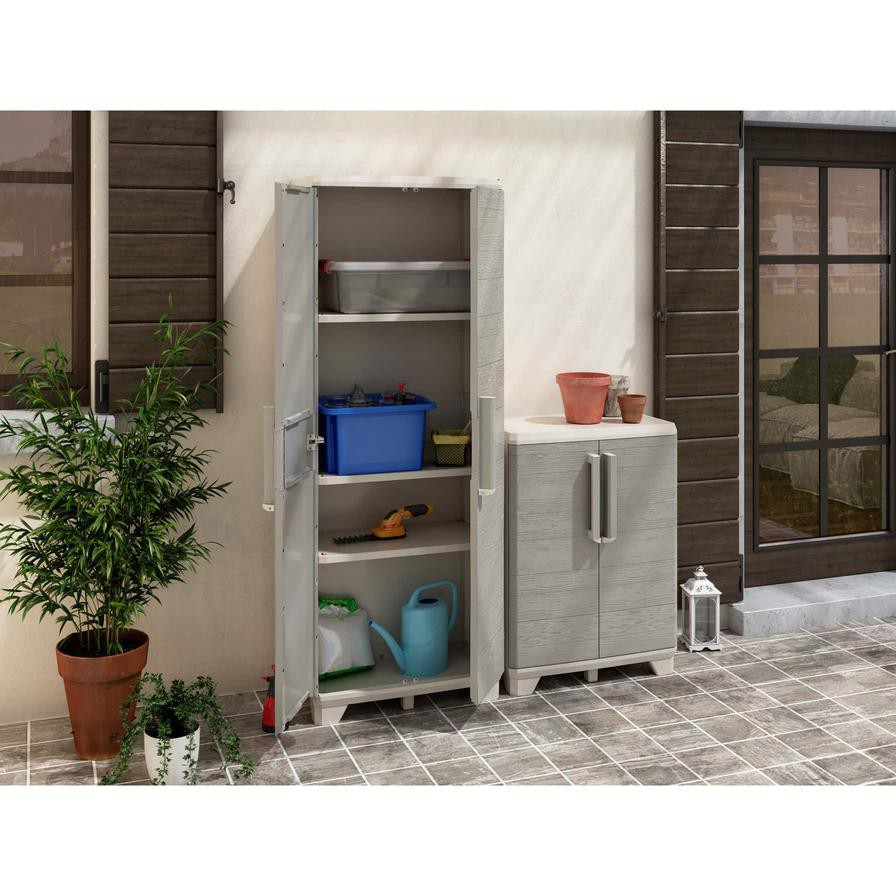 Keter Multipurpose Wood Grain Storage Cabinet (68 x 39 x 182 cm)