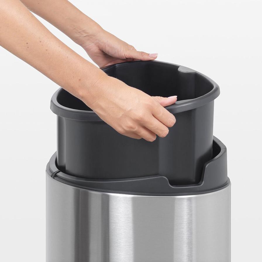 Brabantia Steel Soft Touch Waste Bin (40 L, Silver)