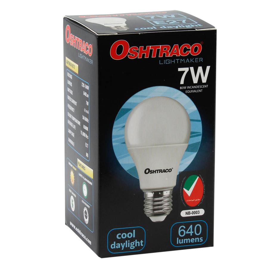 Oshtraco E27 Base 7 W LED Bulbs (Pack of 5, Cool Daylight)