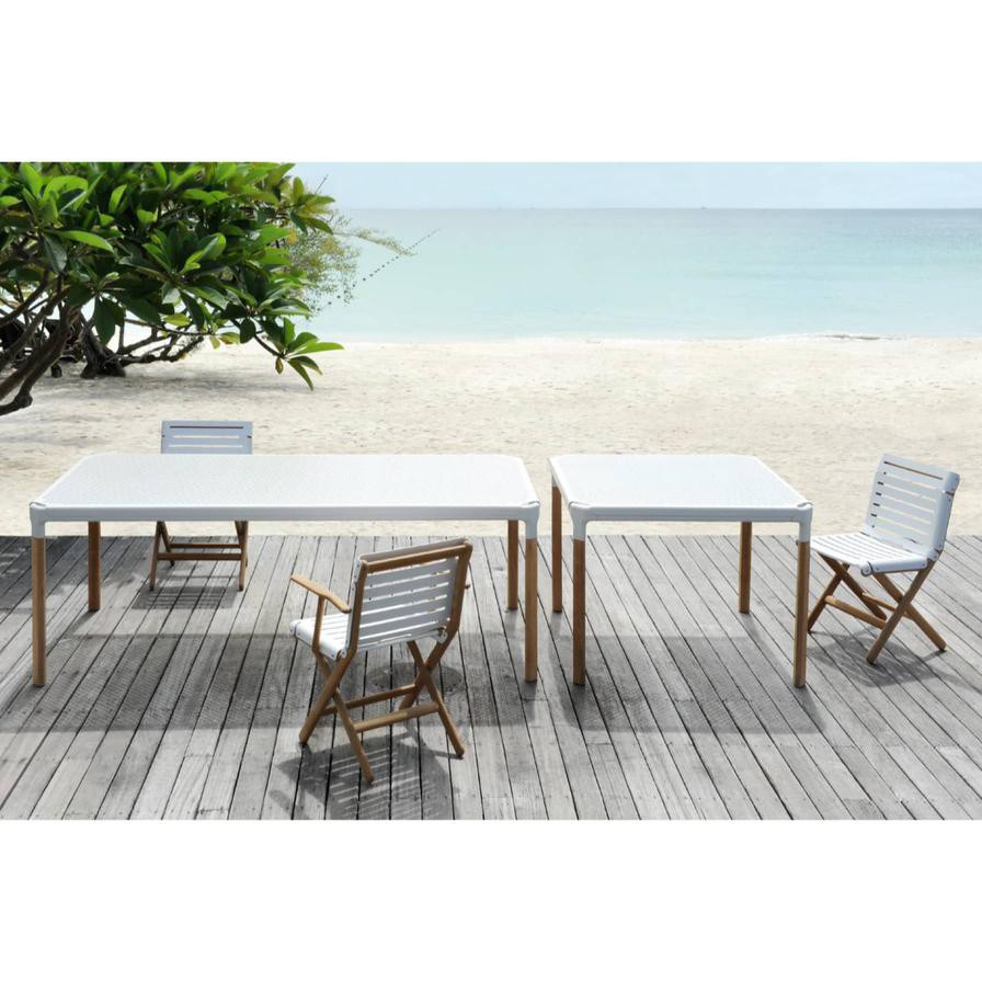 AT800 Aluminum Top & Teak Wood Legs Square Table Maiori (100 x 100 x 76 cm, White)