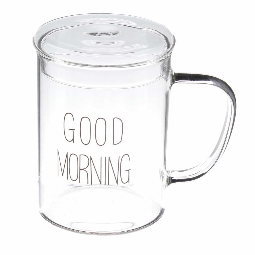 Neoflam Borosilicate Glass Double Wall Mug W/Lid (450 ml, 2 Pc.)