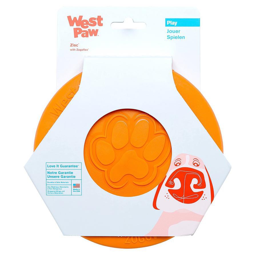 West Paw Zisc Dog Chew Toy Disc (Orange, Large)