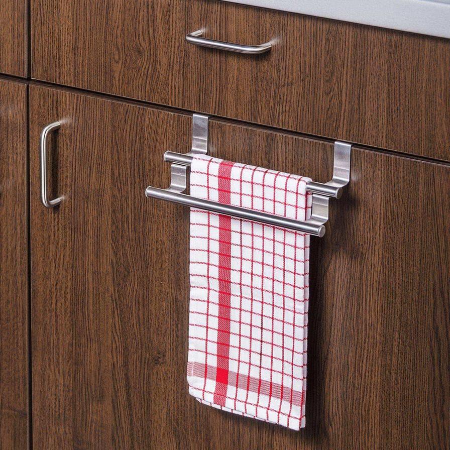 Wenko Stainless Steel Overdoor Twin Towel Rail (23.5 x 11 x 9 cm)