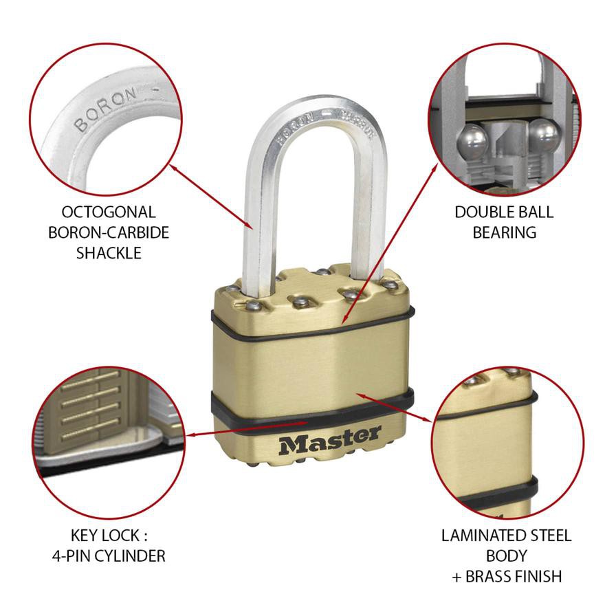 Master Lock Laminated Steel Heavy Duty Padlock W/Keys (8.6 x 4.5 x 2.2 cm)