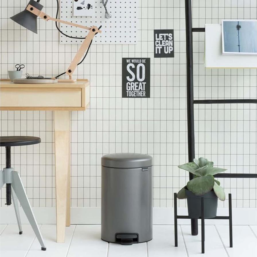 Brabantia NewIcon Pedal Bin (20 L,  46.7 x 29 x 38 cm, Platinum)