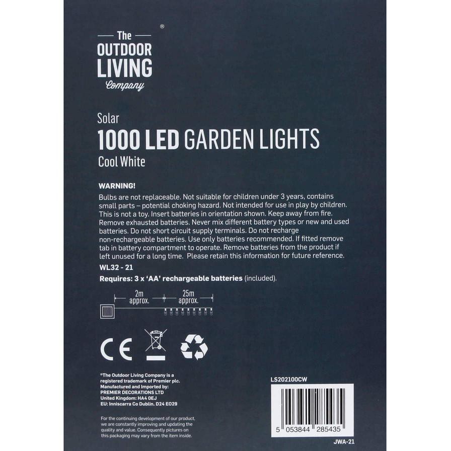 The Outdoor Living Company Solar 1000 LED Garden Lights (Cool White)