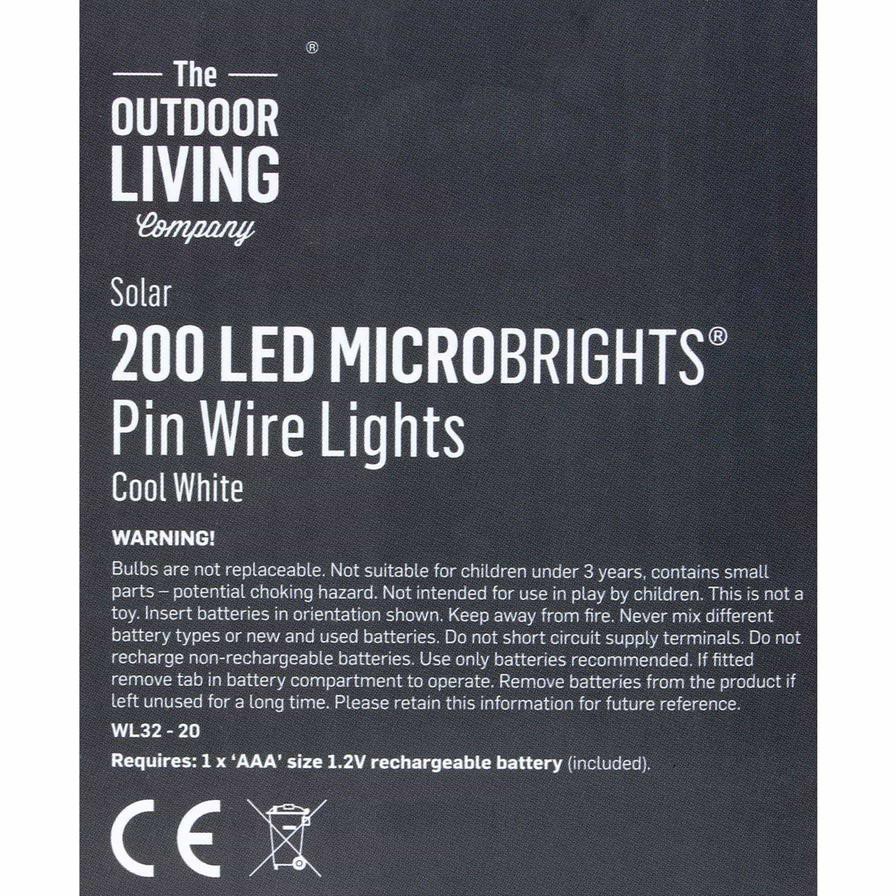 The Outdoor Living Company Solar 200 LED Microbrights Pin Wire Lights (Cool White)