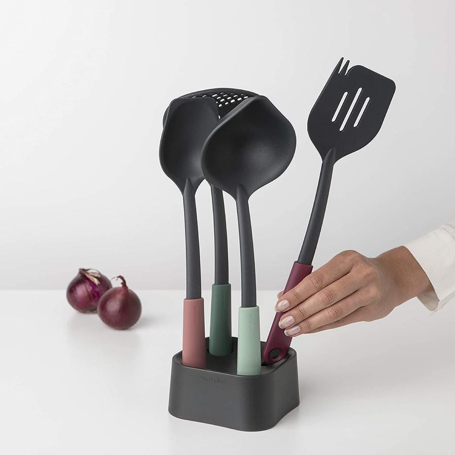 Brabantia Tasty+ Nylon Kitchen Utensils Set W/Stand (4 Pc.)