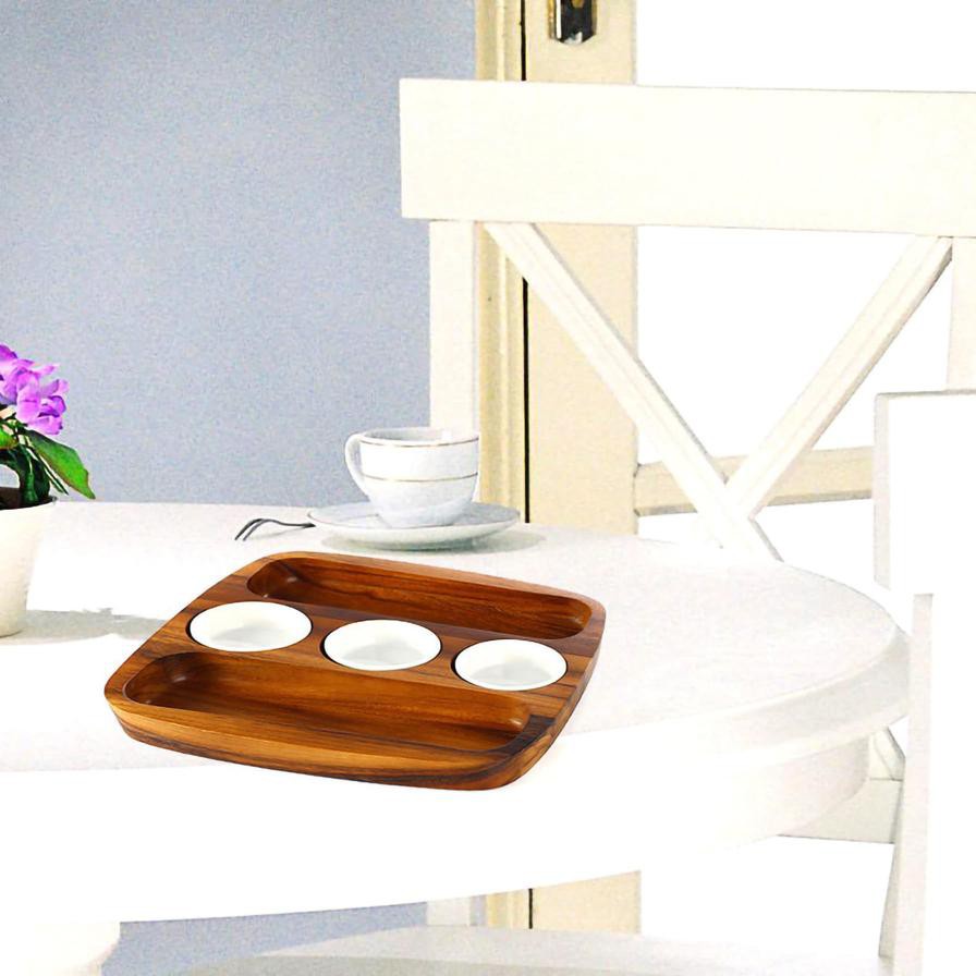 Billi Dual Sided Wooden Chip & Salsa Serving Tray