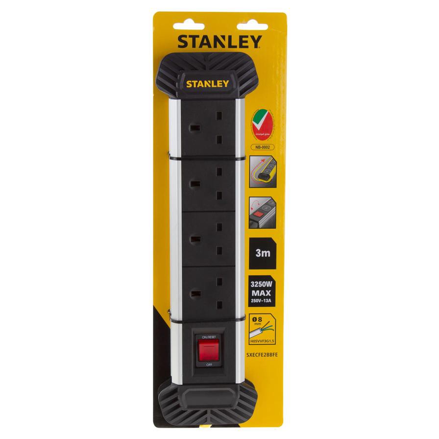 Stanley 4-Sockets Rugged Power Extension Board (3 m)