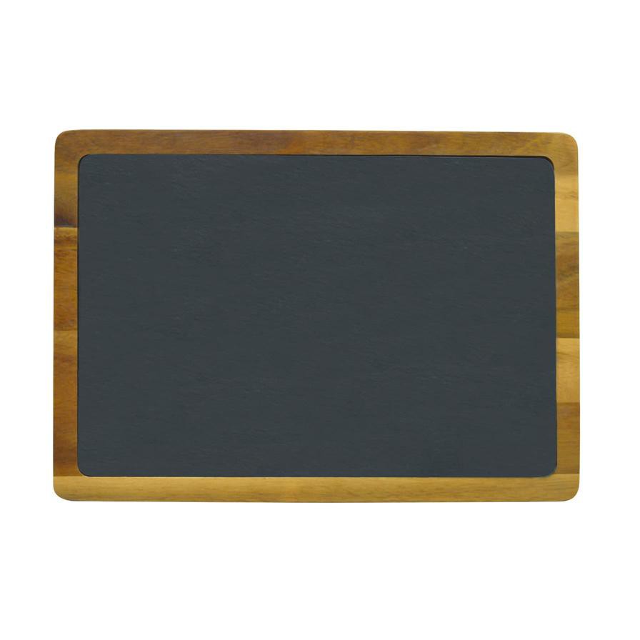 Raj Acacia Wood & Slate Serving Board (33 x 23 x 1.5 cm)